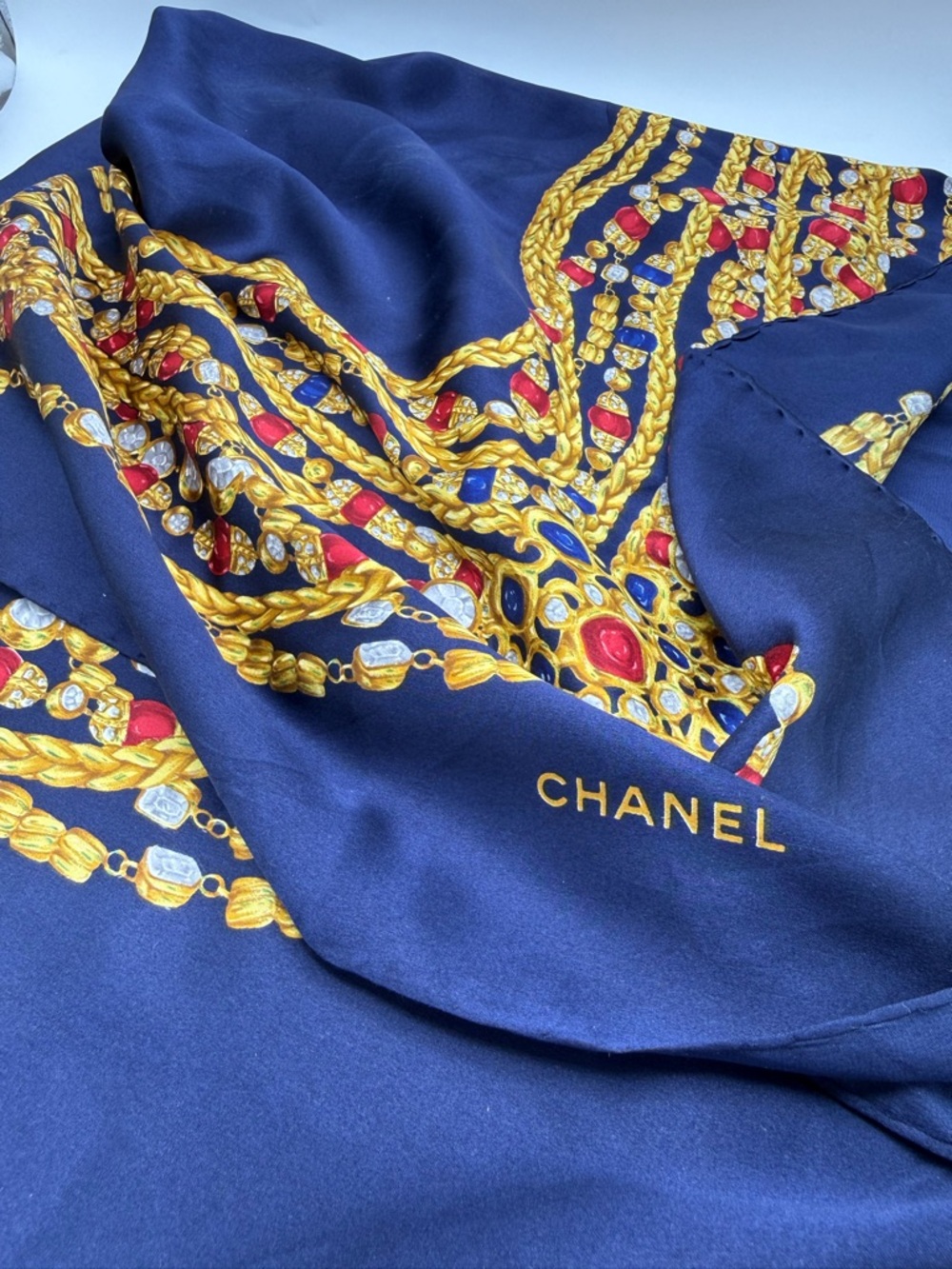 Vintage Chanel Silk Scarf - Black Gripoix Jewelry - Picture 8 of 12